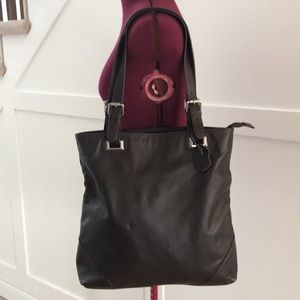 Large brown pebbled leather tote bag purse